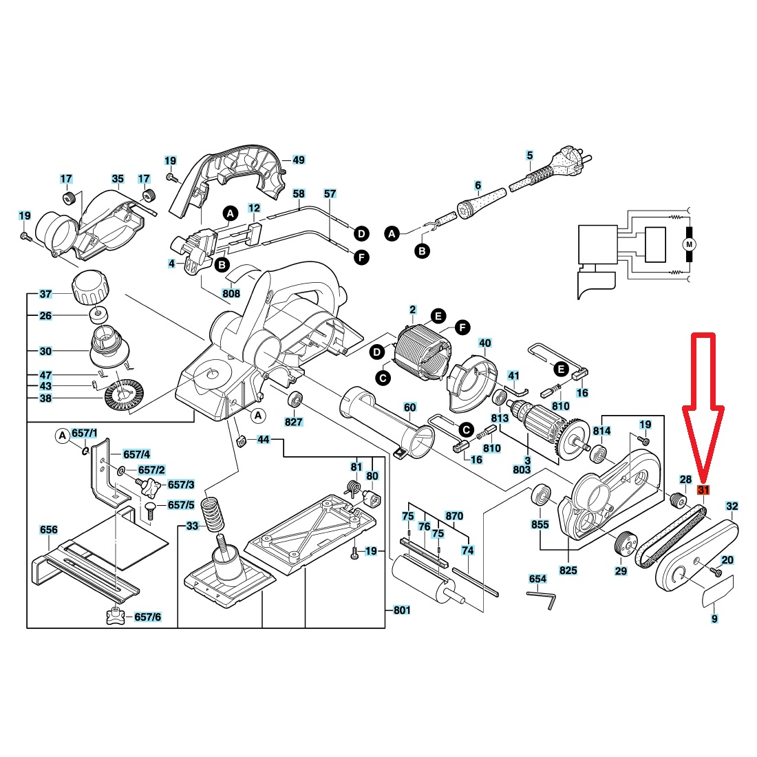 картинка Ремень клиновой для электрорубанка GHO 26-82 Bosch 2609100410 (2 609 100 410) от интернет-магазина РемЗапчасти24